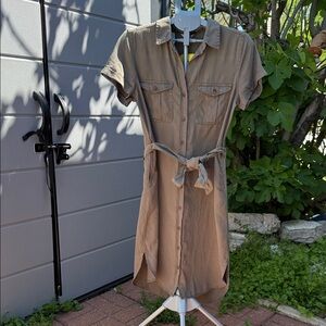 Army Green Button-Up Shirt Dress